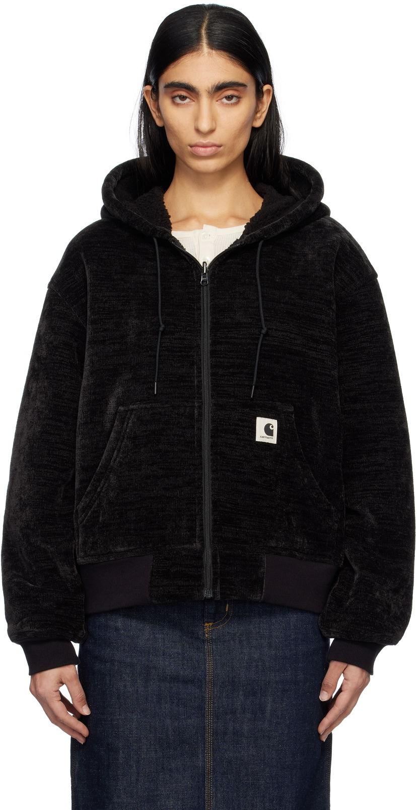 Sweatshirt Carhartt WIP Fleece Lined Hoodie Sort | I033905 89XX