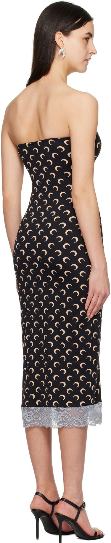 Kjole Marine Serre Marine Serre Moon Print Bustier Midi Dress Sort | WDR333A CJER0001, 2