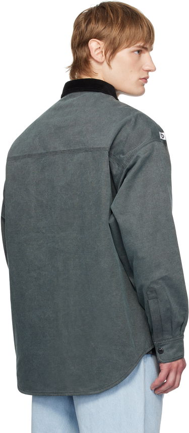 Skjorte AAPE by A Bathing Ape AAPE by A Bathing Ape Reversible Logo Button Down Shirt Grå | AAPSTM8502XXNBKL, 2