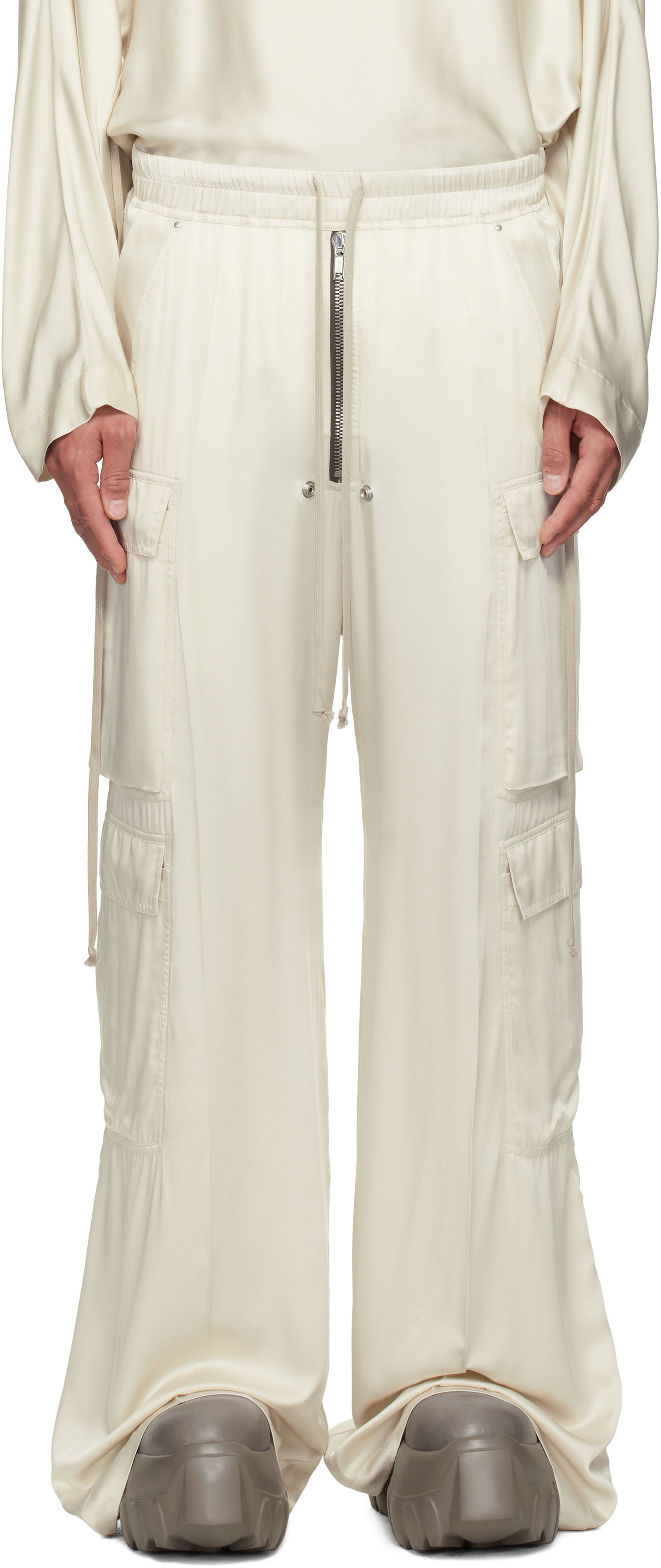 Cargo bukser Rick Owens Rick Owens Hollywood Cargobelas Silk Cargo Pants Beige | RR01E5339 SCH, 0