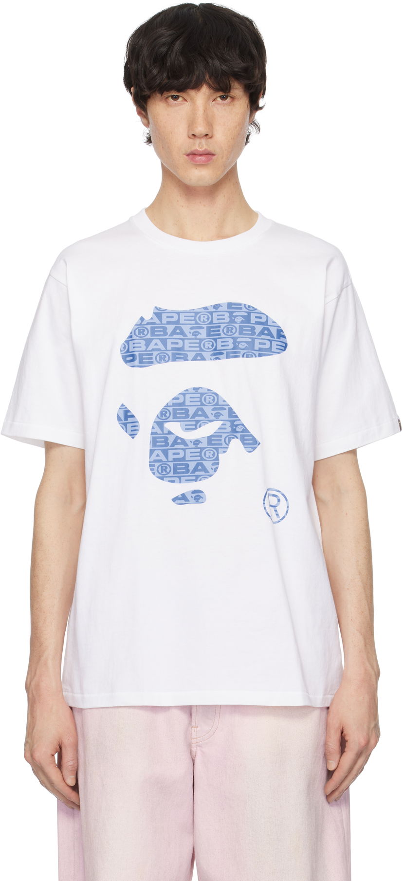T-shirt BAPE Lux Sport Pattern Ape Face T-Shirt Hvid | 001TEK801049M