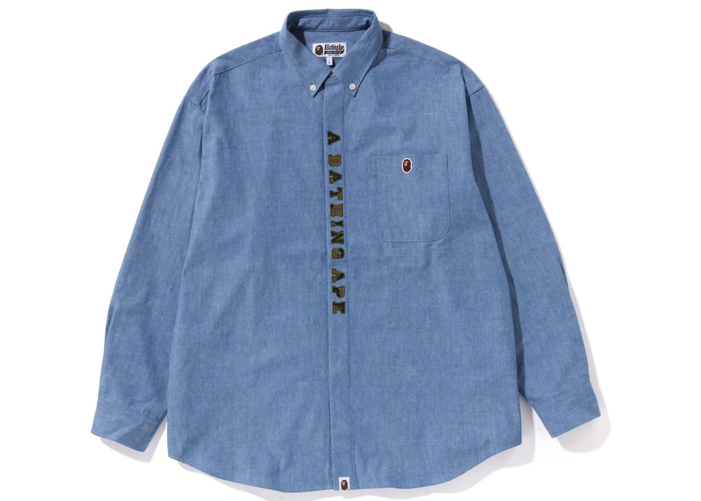 Skjorte BAPE A Bathing Ape Applique BD Loose Fit Shirt Blå | 1J20-131-001, 0