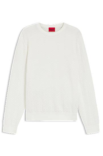 Sweater BOSS Herringbone Knit Sweater Hvid | 50543789, 0