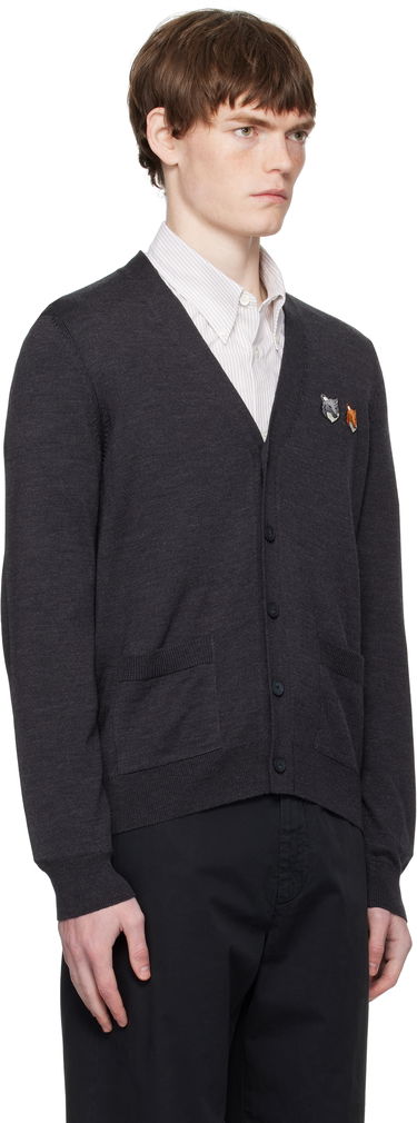 Sweater MAISON KITSUNÉ Double Bold Fox Head Patch Regular Cardigan Grå | OM051CFKT1036, 1
