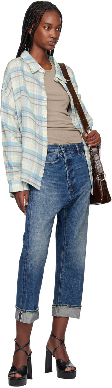 Skjorte R13 R13 Double Front Plaid Shirt Blå | R13WR371-R481B, 4