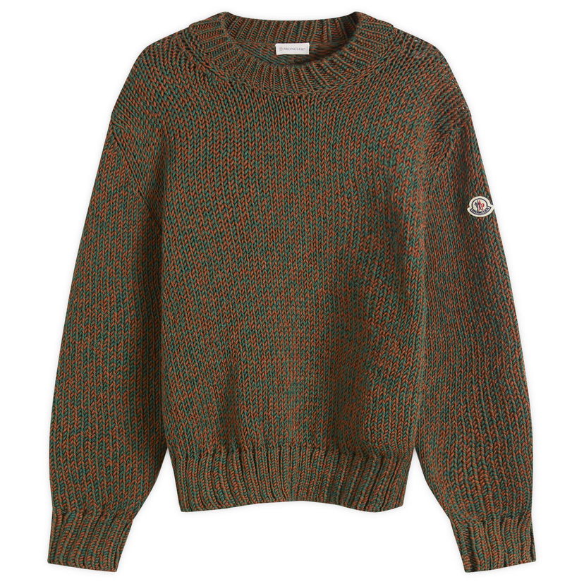 Sweater Moncler Fisherman Rib Crew Knit Green Grøn | 9C000-19-M1172-P82