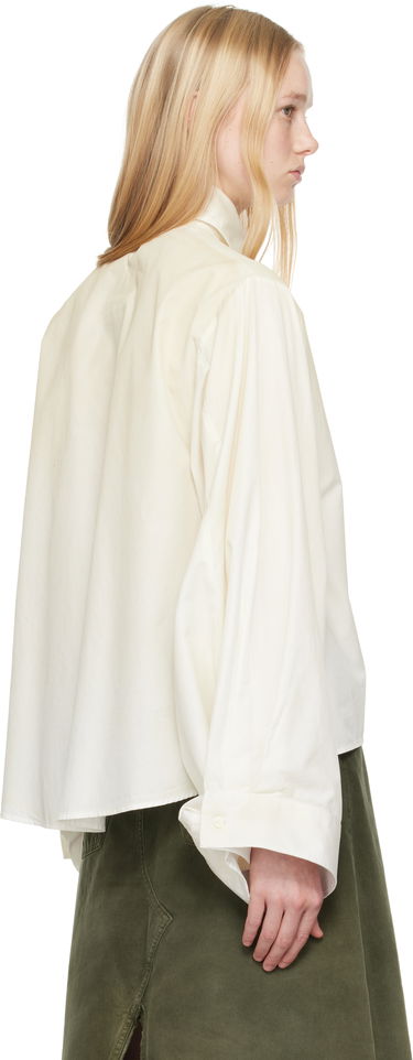 Skjorte Maison Margiela MM6 Maison Margiela Cotton Poplin Tie-Neck Shirt Hvid | S62DT0039 M35458, 2