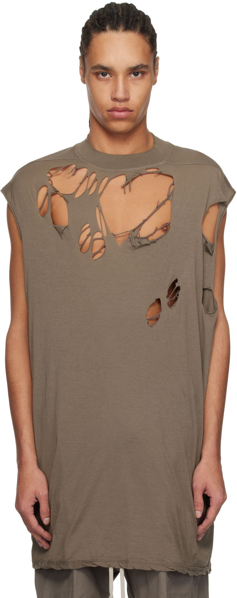 Tanktop Rick Owens Rick Owens DRKSHDW Hollywood Tarp Sleeveless T-Shirt Brun | DU01E3158 BHDSD