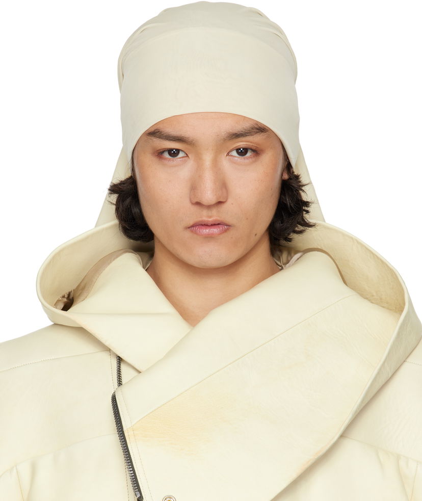 Hat Rick Owens Rick Owens Hollywood Stretch Cupro Jersey Wig Hat Beige | RR01E5453 BZ