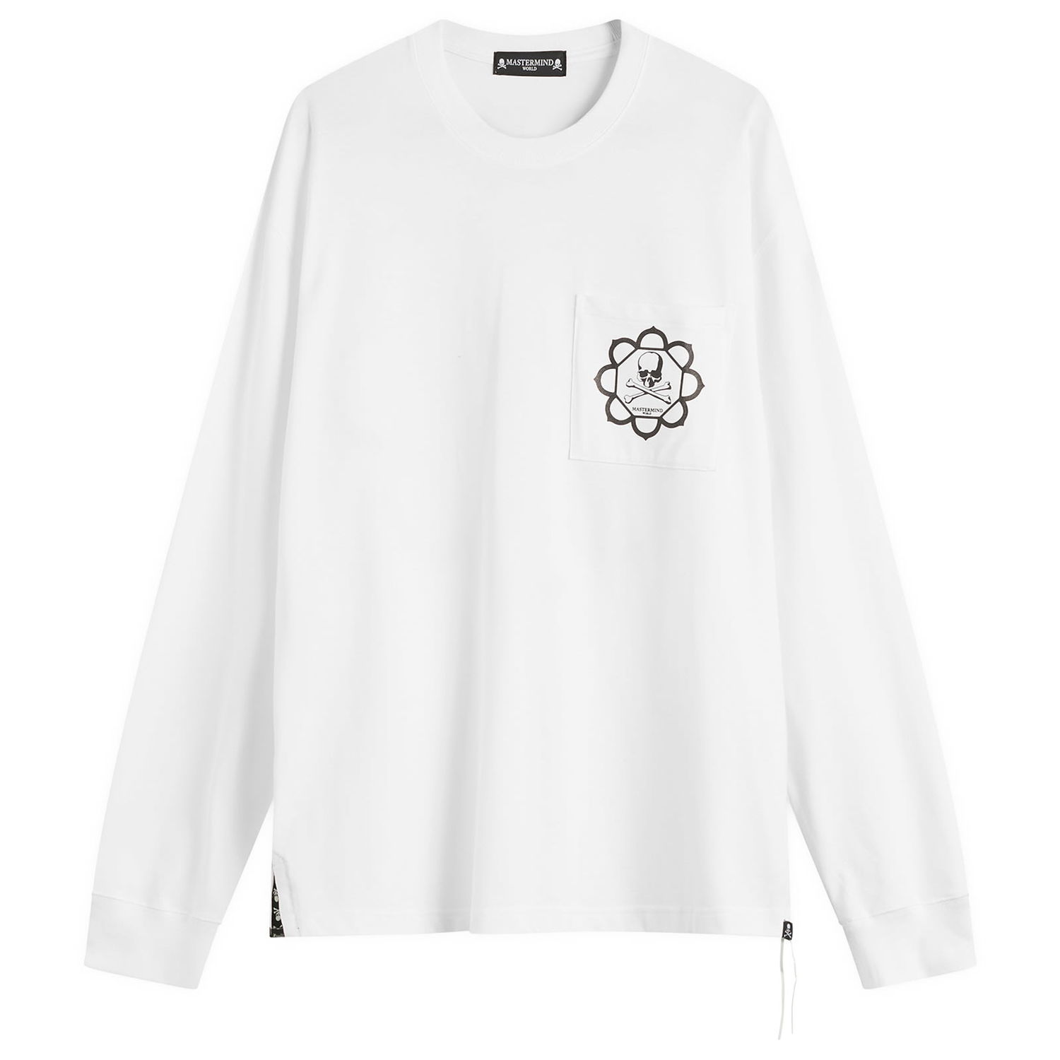 T-shirt Mastermind WORLD Skull Emblem Pocket Long Sleeve T-Shirt Hvid | MW25S15-TS066-011, 0