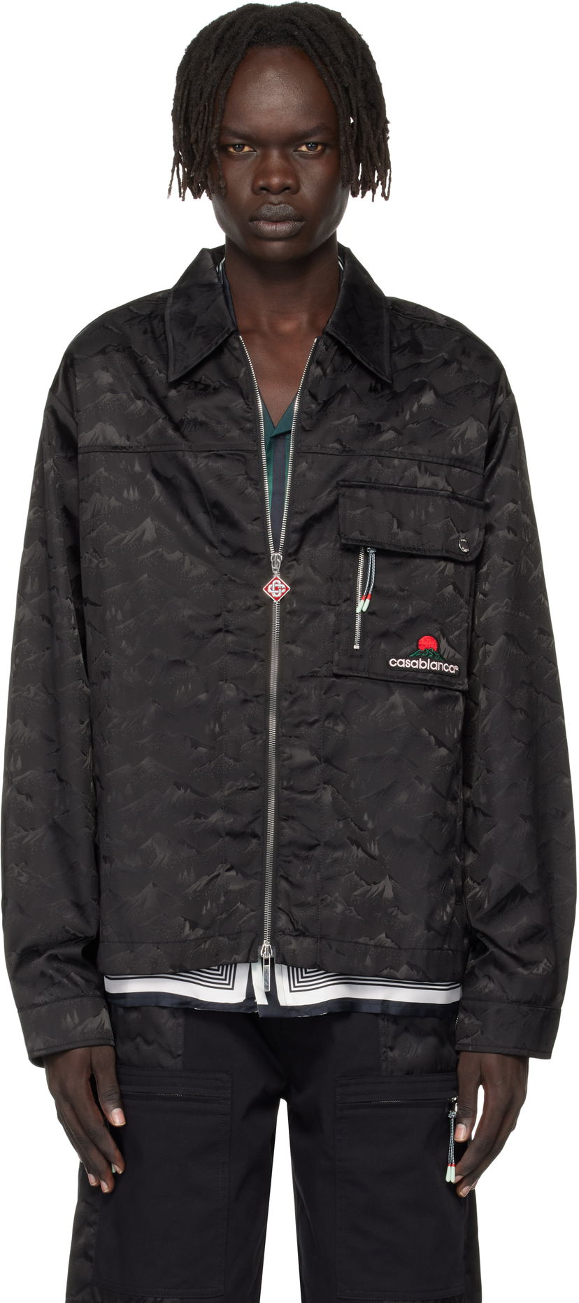 Jakke Casablanca Casablanca Mountain Camo Zip Jacket Sort | MPF25-SH-183-01