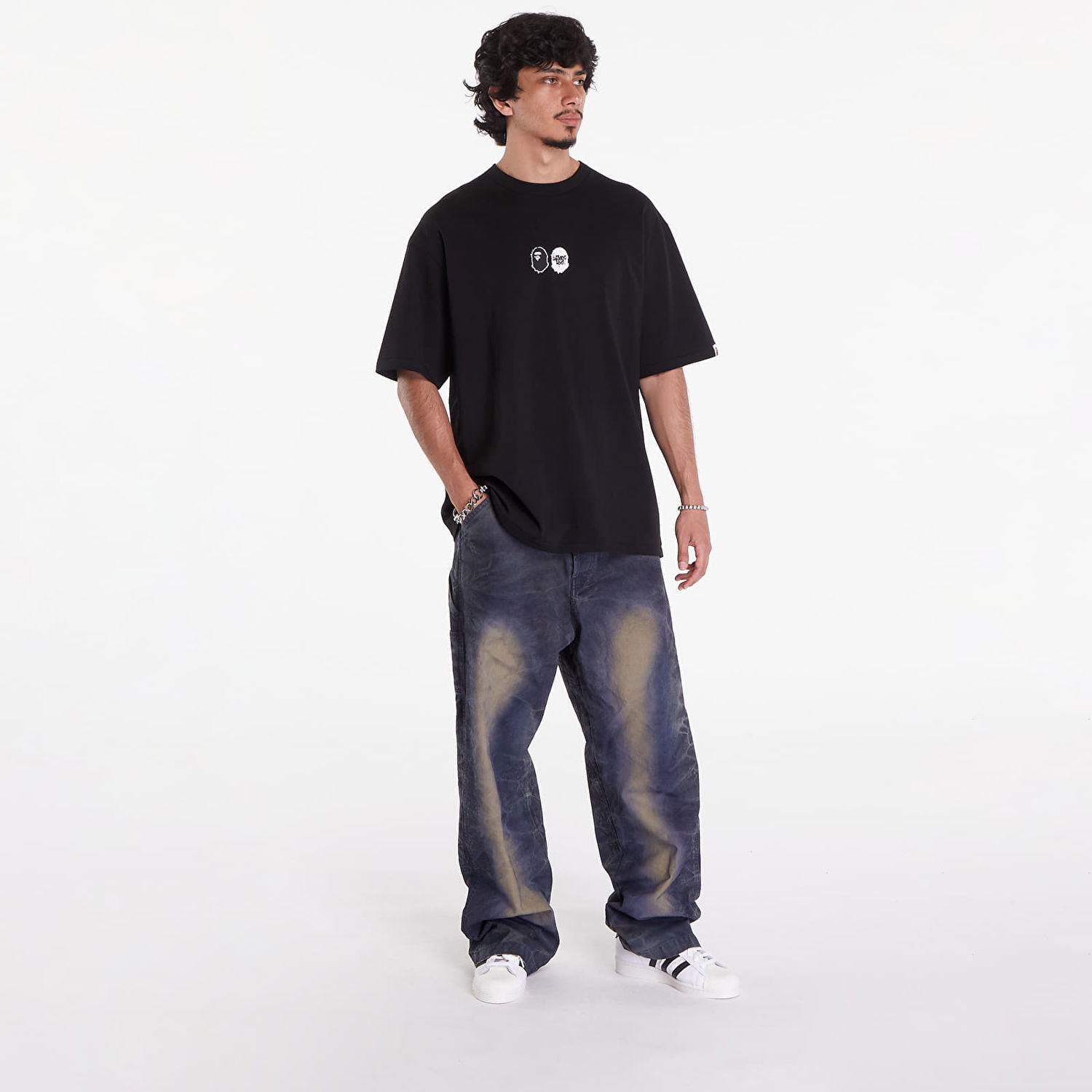 T-shirt BAPE A BATHING APE Mad Ape Graphic Logo Relaxed Fit Tee Sort | 001TEK301341MBLK, 1