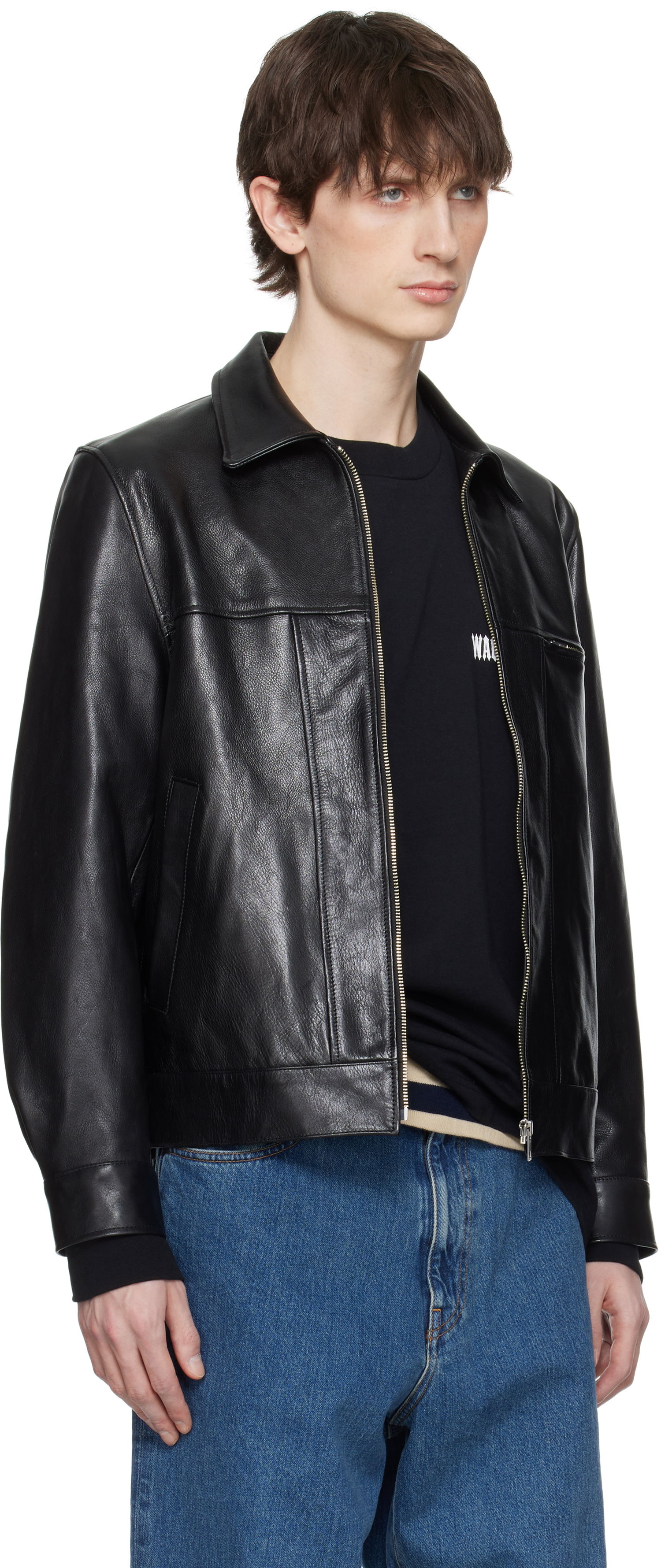 Jakke WACKO MARIA WACKO MARIA Grained Leather Jacket Sort | 25SS-WMO-BL01, 1