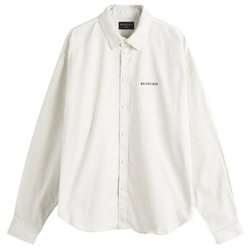 Skjorte Balenciaga Balenciaga Long Sleeve Oversized Shirt, Size Large Hvid | 822840-TRWA5-9000