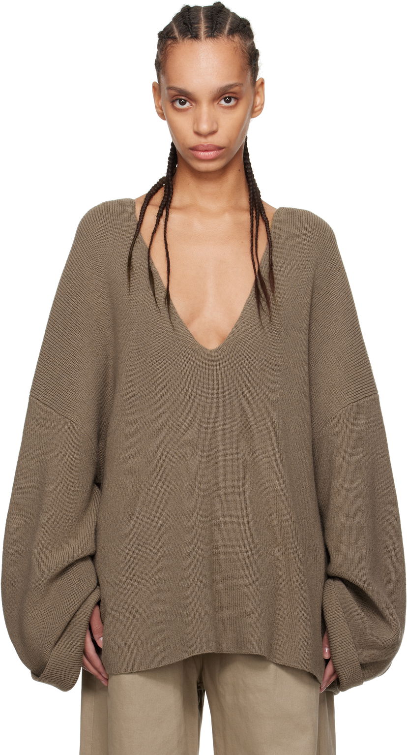 Sweater Entire Studios Entire Studios Dormer V-Neck Balloon-Sleeve Sweater Brun | ES2715DT