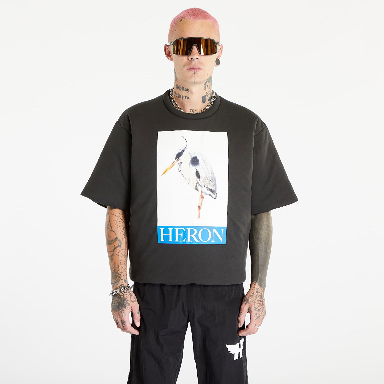 T-shirt HERON PRESTON Heron Bird Painted Padded Tee Sort | HMAA033F23JER0011046, 0
