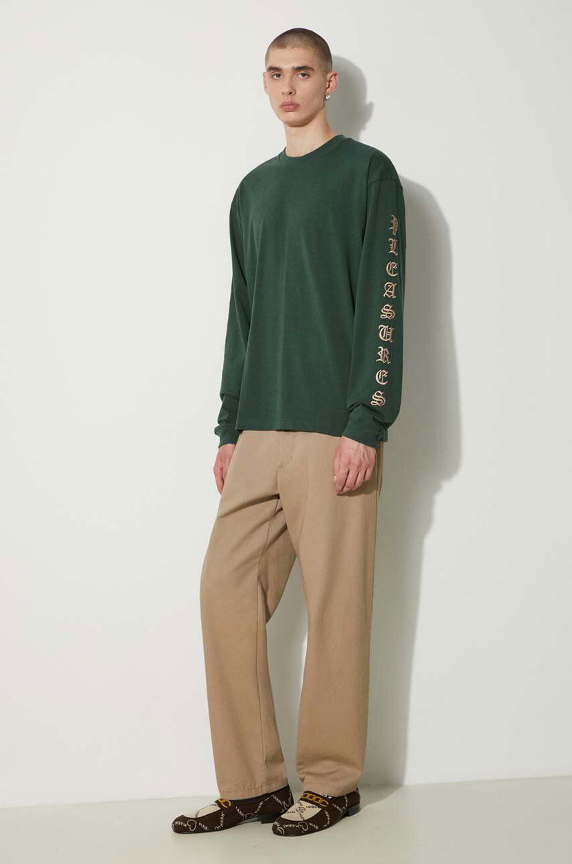 T-shirt Pleasures PLEASURES Oe Long Sleeve T-Shirt Grøn | P24SU008.GREEN