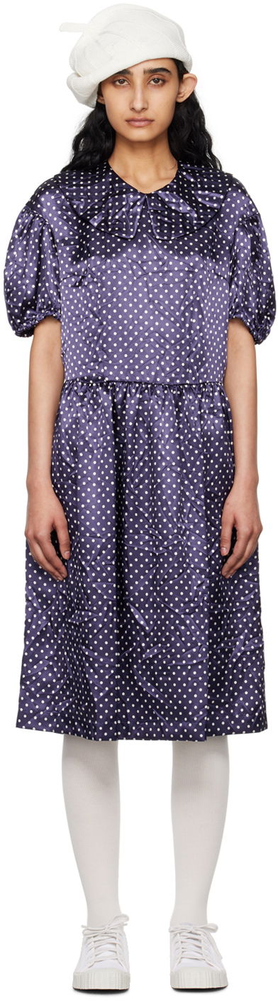 Kjole Comme des Garçons Comme des Garçons Girl Polka Dot Midi Dress Mørkeblå | NM-O010-051, 0