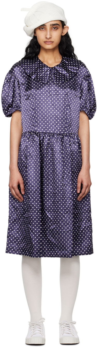 Kjole Comme des Garçons Comme des Garçons Girl Polka Dot Midi Dress Mørkeblå | NM-O010-051, 0