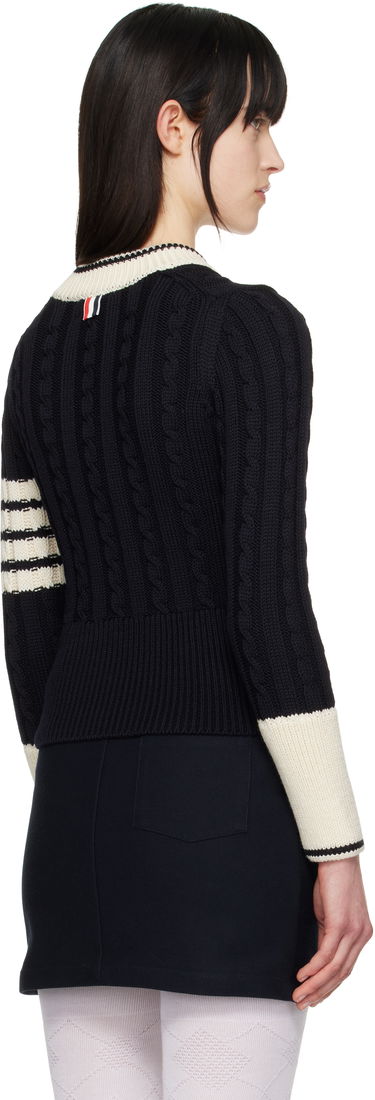 Sweater Thom Browne Thom Browne Classic Merino Wool V-Neck Sweater Mørkeblå | FKA484A-Y1024, 2