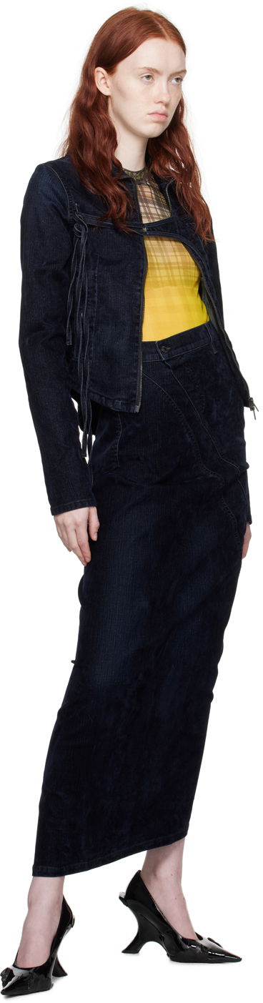 Jakke Ottolinger Ottolinger Fitted Denim Jacket Mørkeblå | 1703310, 3