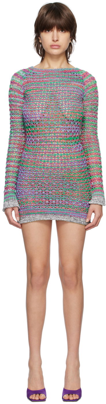 Kjole The Attico The Attico Open Knit Minidress Flerfarvet | 232WCA192 KC062