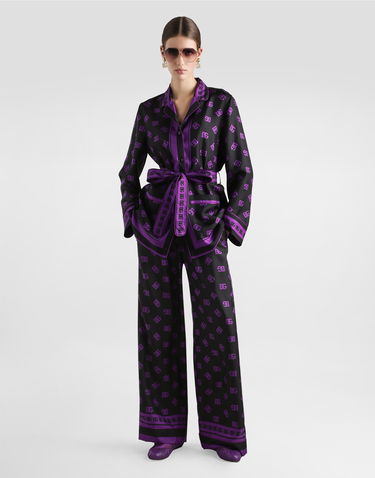 Pyjamas Dolce & Gabbana Dolce & Gabbana All-over Logo Print Silk Twill Robe Sort | F5I89THI1Z7HN9BP, 1