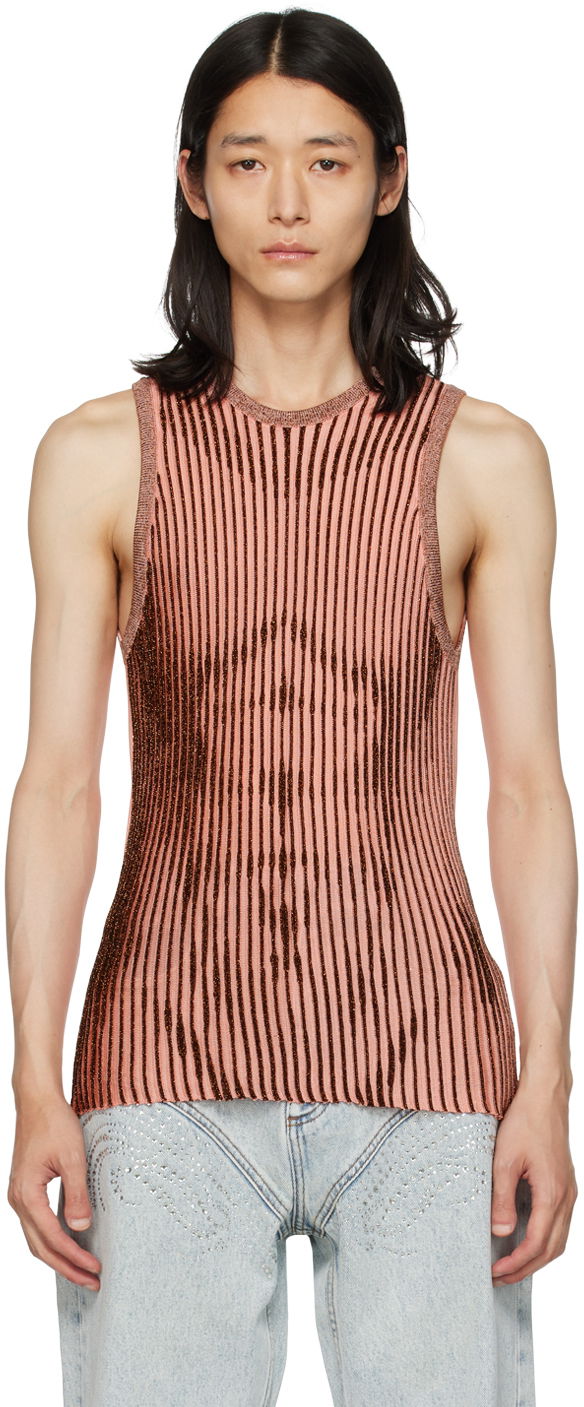 Tanktop Jean Paul Gaultier Jean Paul Gaultier Metallic Ribbed Tank Top Lyserød | 23/12-H-TO059-M045-2160, 0