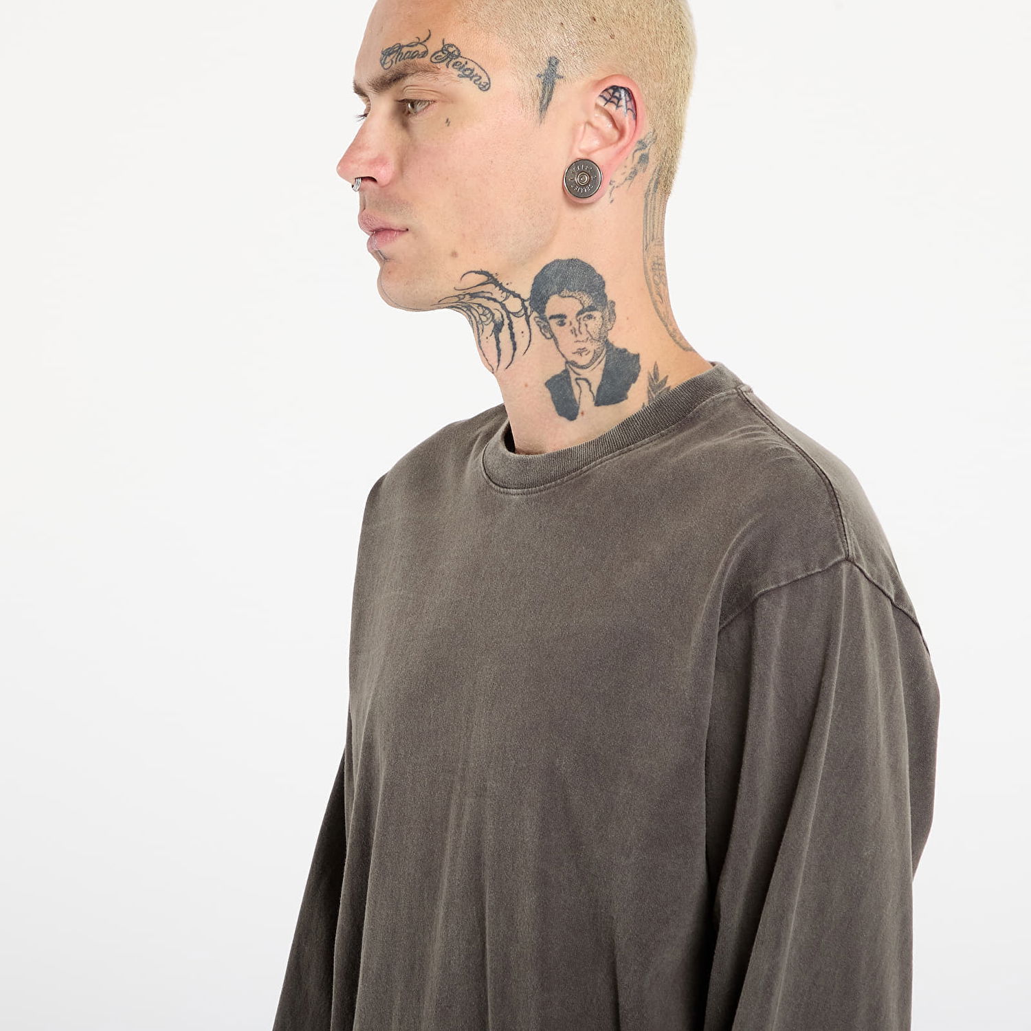 T-shirt Vans Washed Crewneck Long-Sleeve T-shirt XXL Grå | VN000PFKEMV1, 1