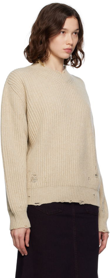 Sweater Maison Margiela MM6 Maison Margiela Distressed Wool Sweater Beige | S52HN0011 M13138, 1