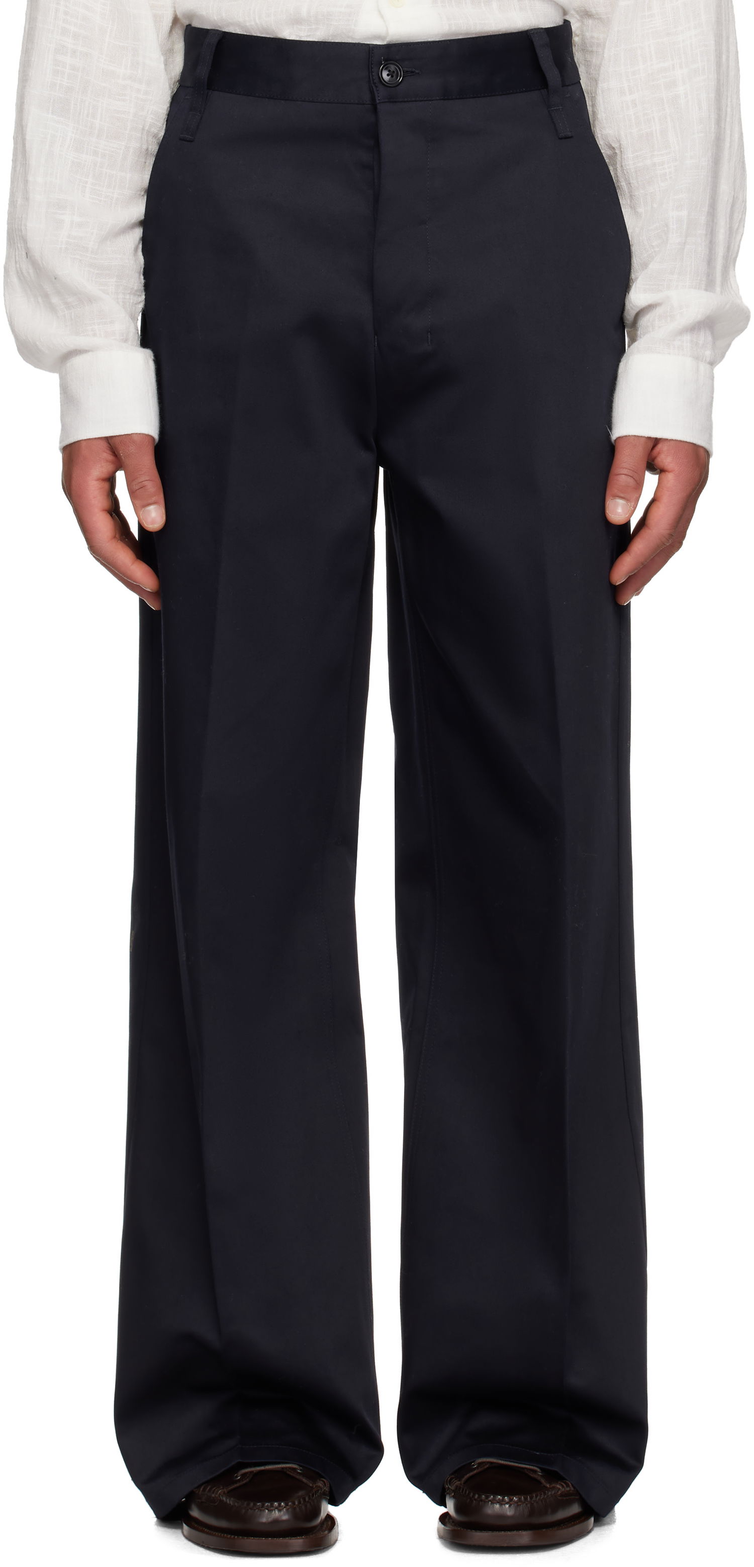 Bukser AMI AMI Paris Baggy Fit Cotton Trousers Mørkeblå | HTR460.CO0103, 0