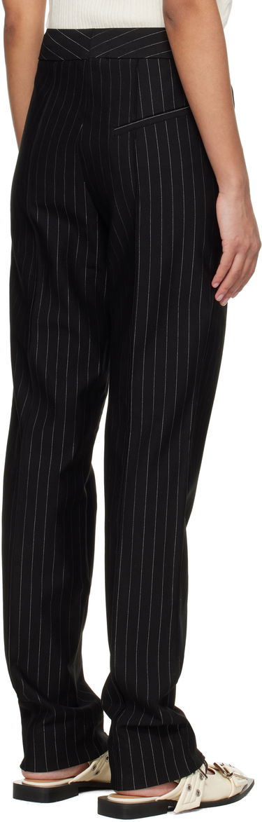 Bukser GANNI GANNI Mid Waist Pinstripe Trousers Sort | T4100, 2