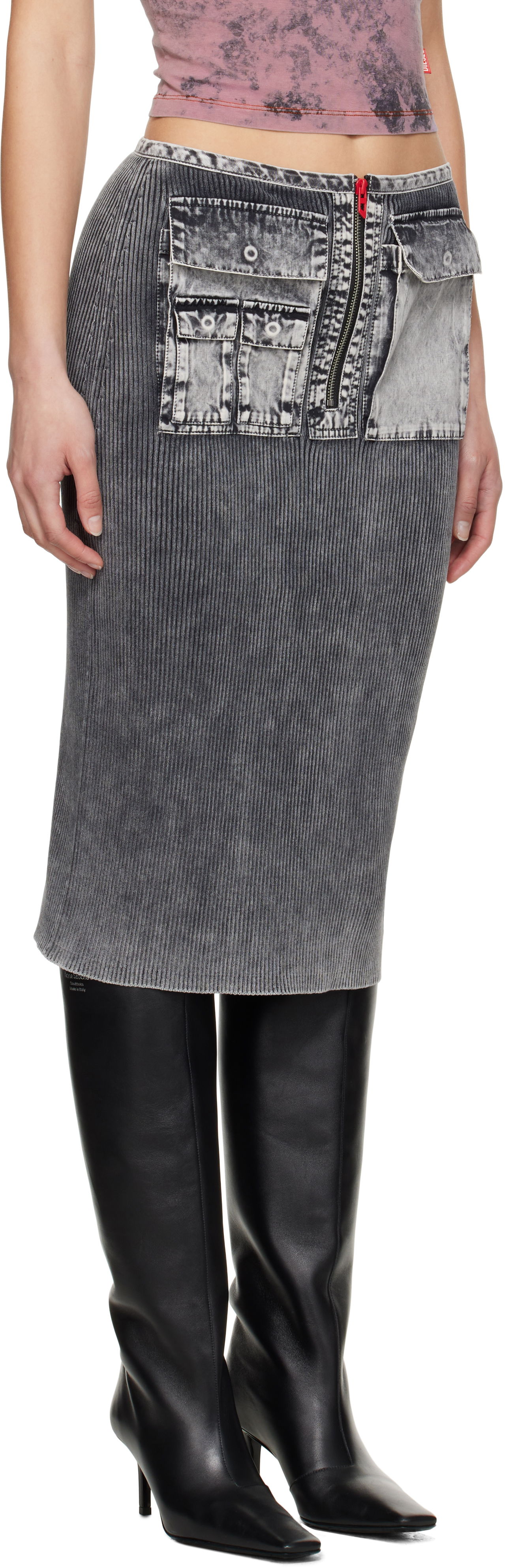Nederdel Diesel Diesel M-Meryn Midi Skirt Grå | A17470 0QMAN, 1