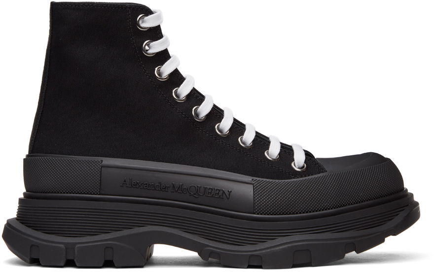 Sneakers og sko Alexander McQueen Canvas Tread Slick High Sneakers "Black" Sort | 604254W4L32, 0