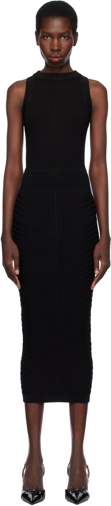 Kjole Balmain Balmain Open Back Knit Midi Dress Sort | EF0RI055KI42, 0