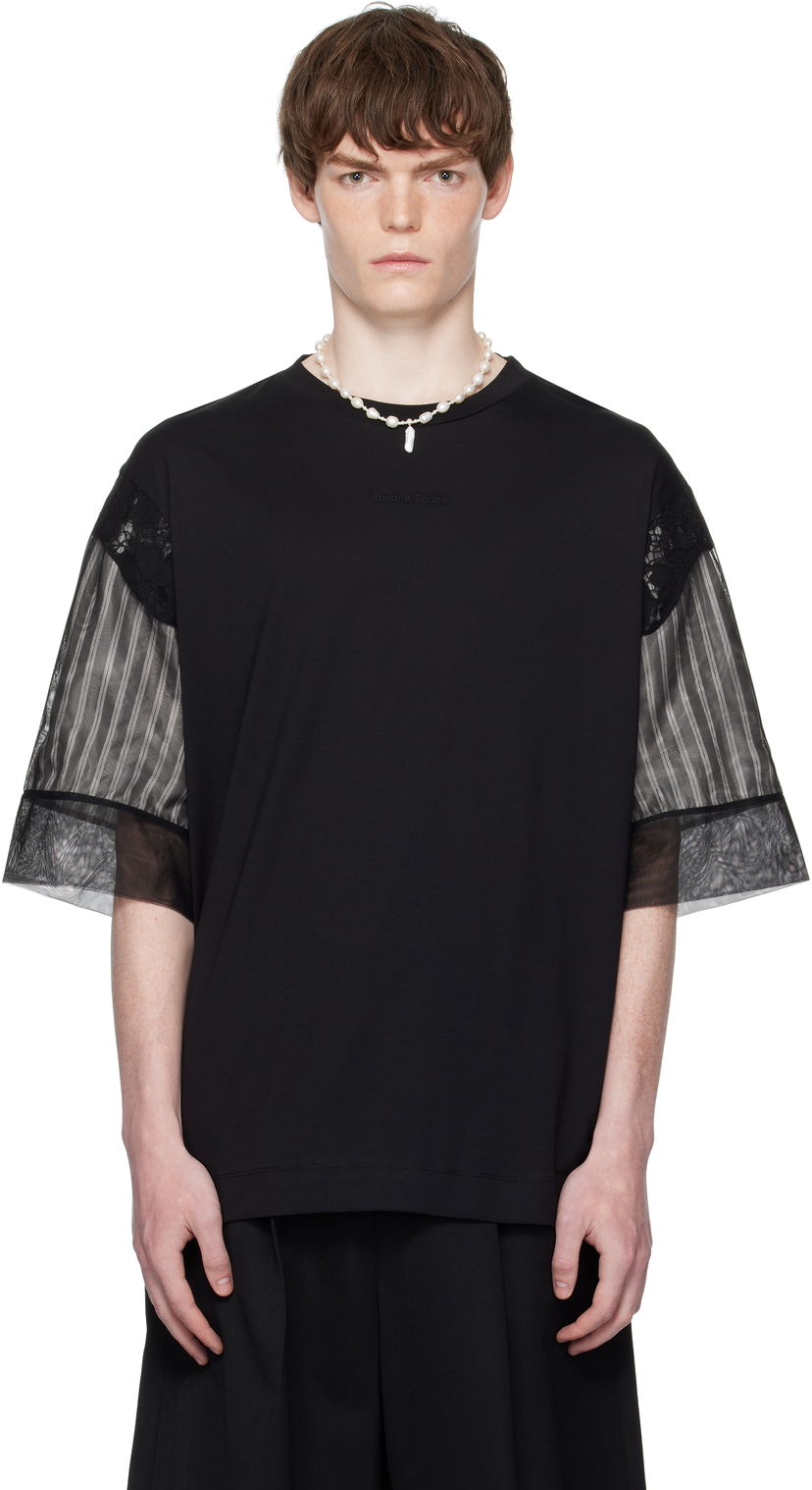 T-shirt Simone Rocha Simone Rocha Trapped Lace Patchwork T-shirt Sort | 5354 0553