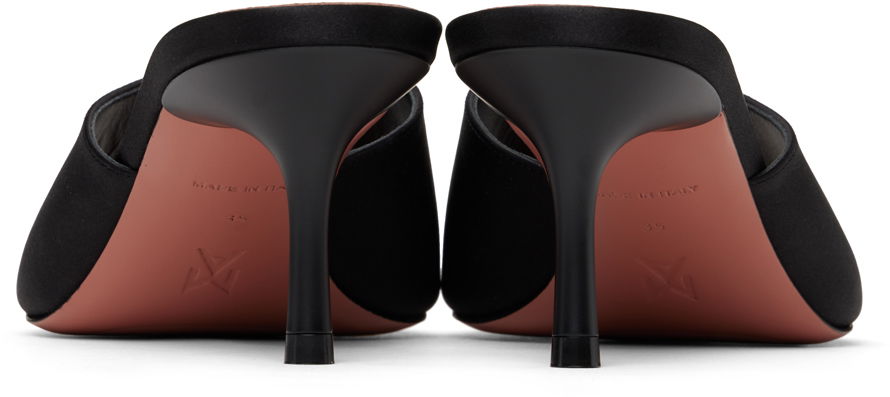 Tilbehør Amina Muaddi Amina Muaddi 'Bella' 60 Heeled Sandals Sort | BELLA SLIPPER 60 BLOCK SATIN, 1