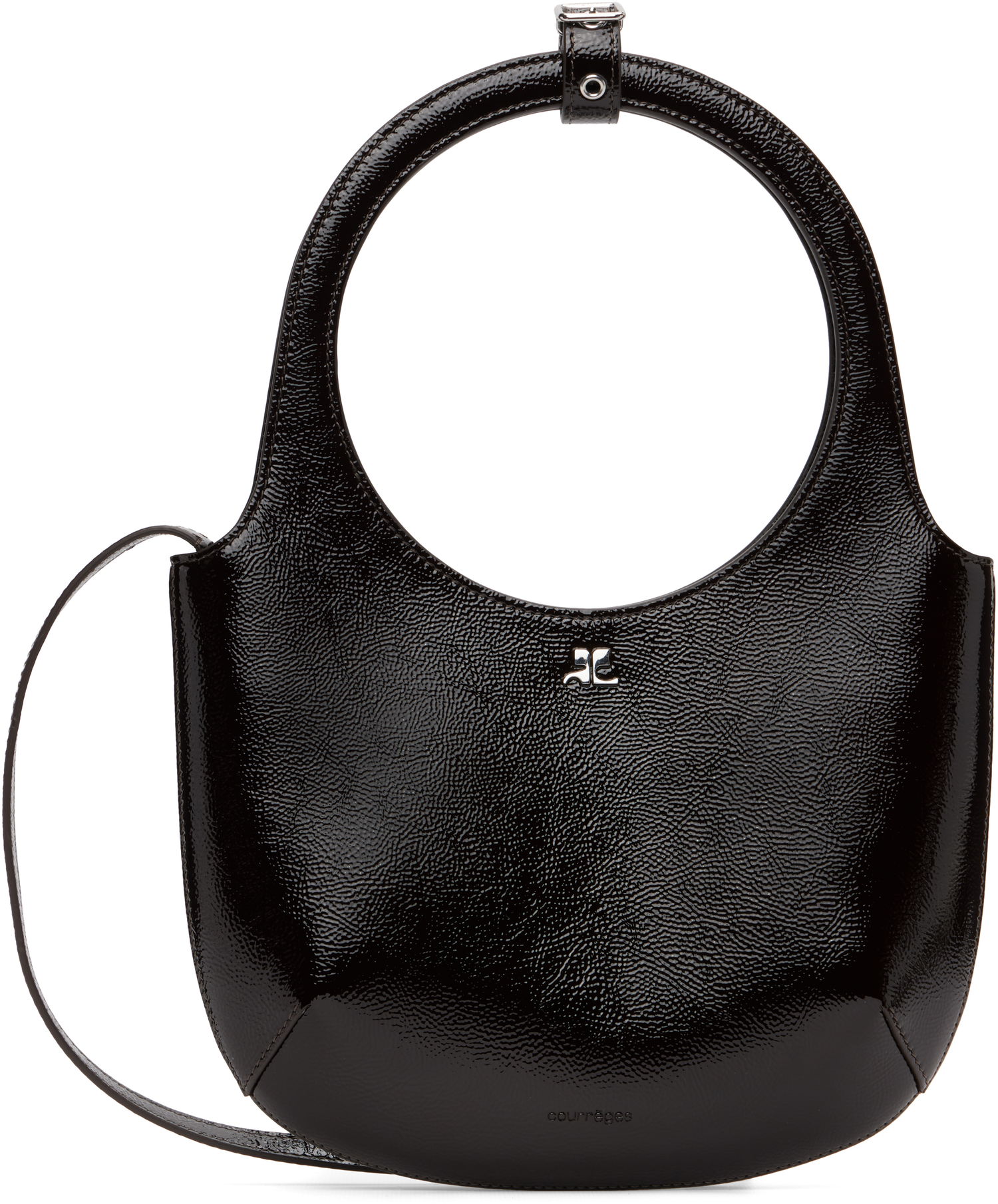 Skuldertaske Courrèges Courrèges Holy Naplack Leather Shoulder Bag Sort | 325GSA102CR0043, 0