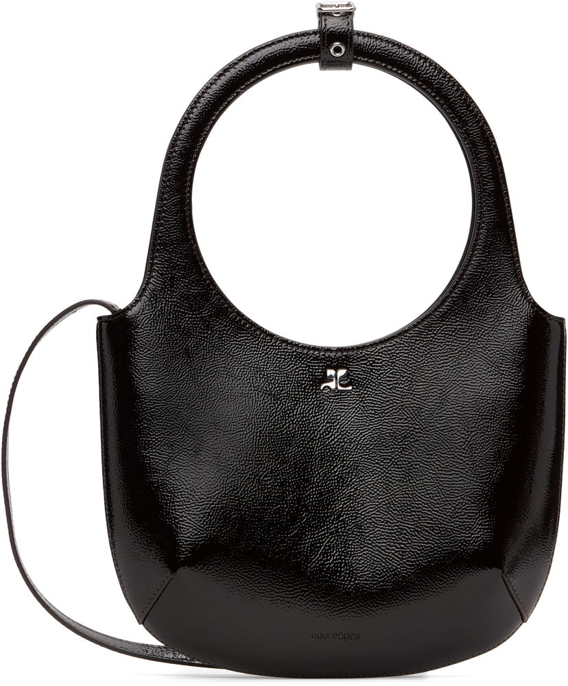 Skuldertaske Courrèges Courrèges Holy Naplack Leather Shoulder Bag Sort | 325GSA102CR0043