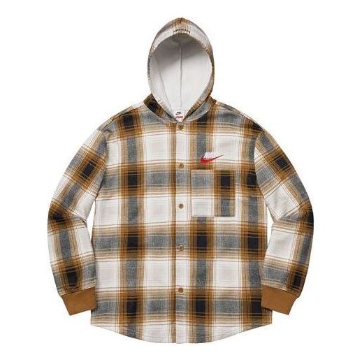 Skjorte Supreme Nike x  Plaid Hooded Shirt Brun | SUP-FW18-519, 0