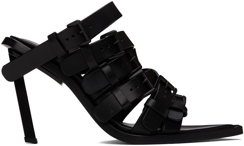 Tilbehør Ann Demeulemeester Ann Demeulemeester Nel Heeled Buckle Strap Mules Sort | 2401-W-H10-LT049-099