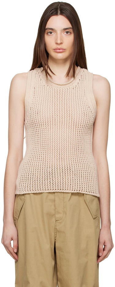 Tanktop Dion Lee Sleeveless Grid Knit Top Beige | C7167R23, 0