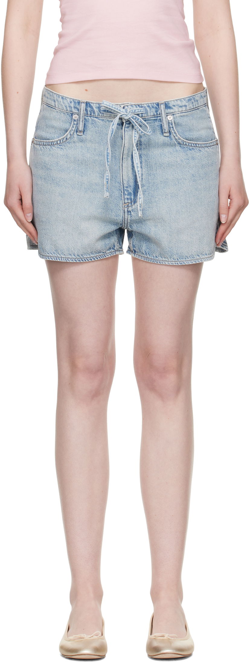 Shorts rag & bone Rag & Bone Nolan Featherweight Drawstring Denim Shorts Blå | WDD25P9005UFAS