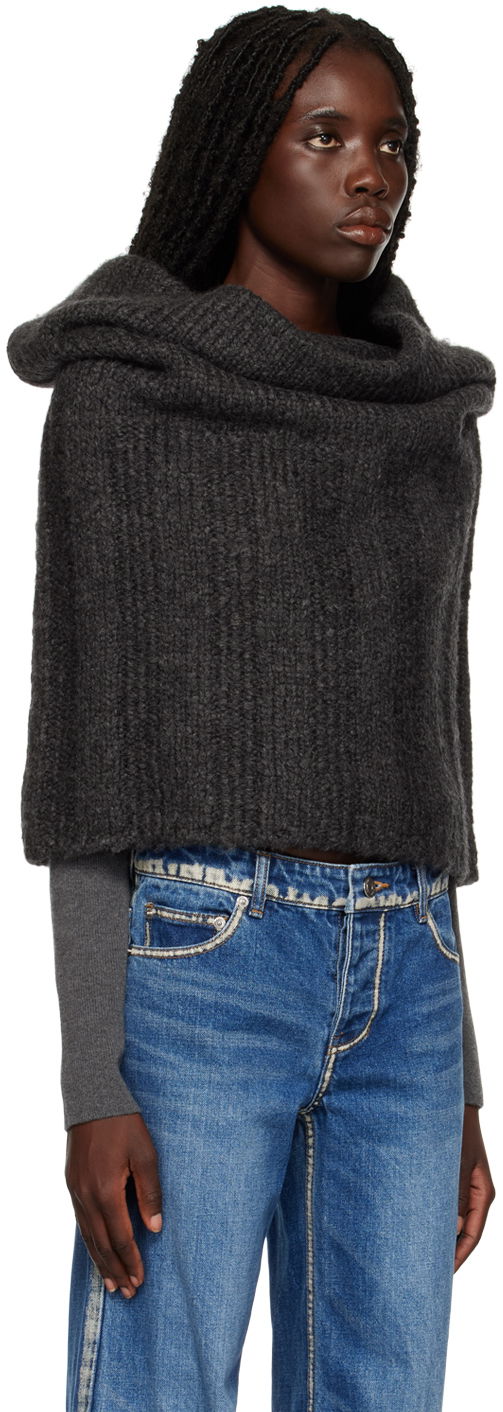 Sweater We11done We11done Cowl Neck Cropped Sweater Grå | WD-KL3-22-630-W-CH, 1