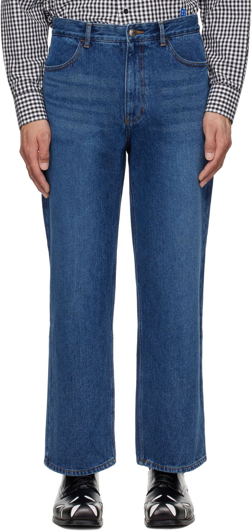 Jeans ADER ERROR ADER error Sig; TRS Tag 01 Wide-Leg Jeans Blå | BO42FYJE0101BL