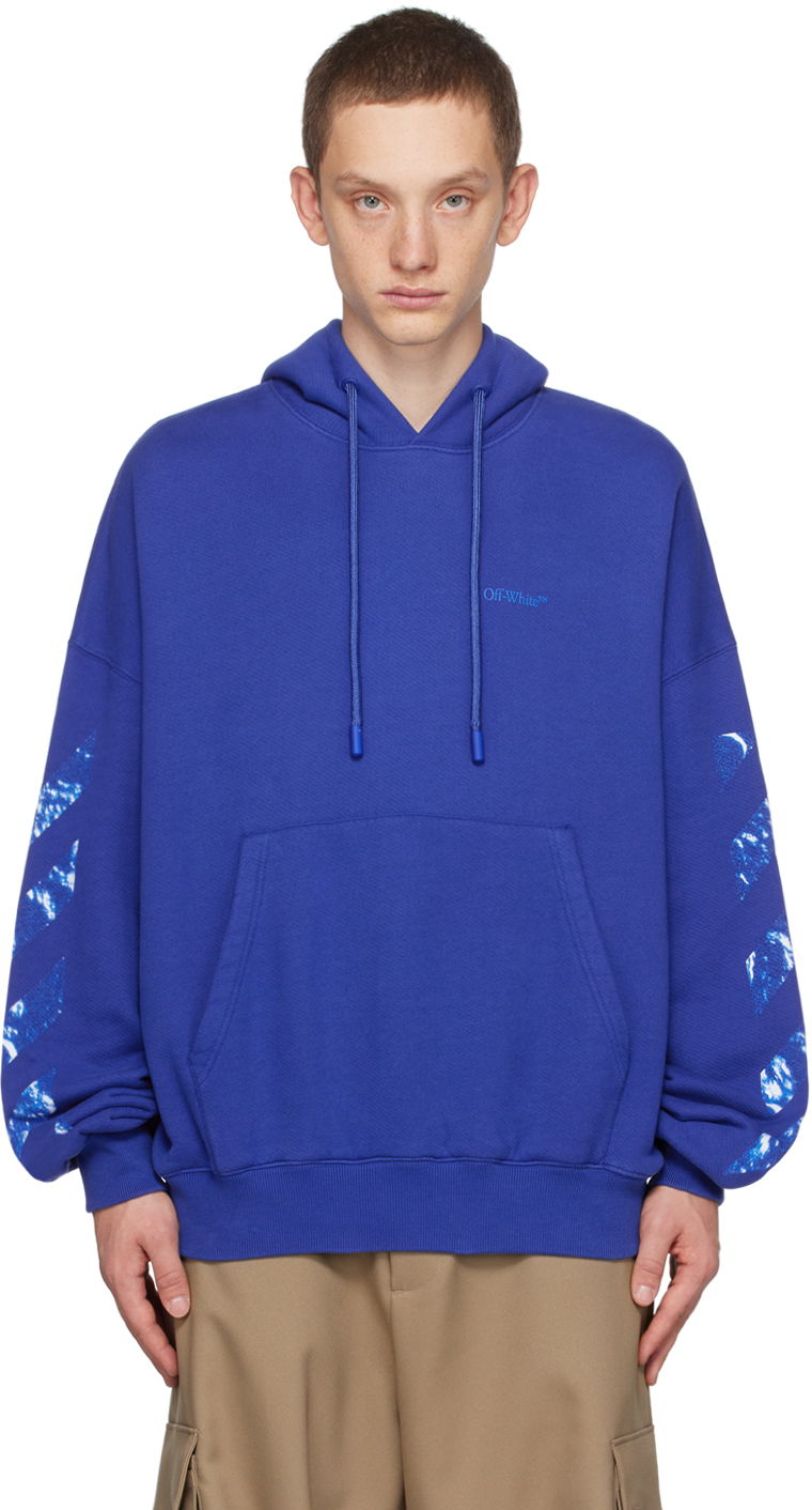 Sweatshirt Off-White Over Hoodie Blå | OMBB118F23FLE0066969