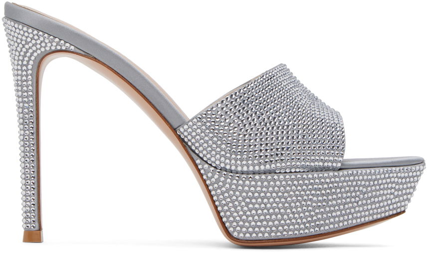 Sneakers og sko Gianvito Rossi Gianvito Rossi Tracey Crystal Heeled Sandals Grå | G16550.85RIC.RAS, 0