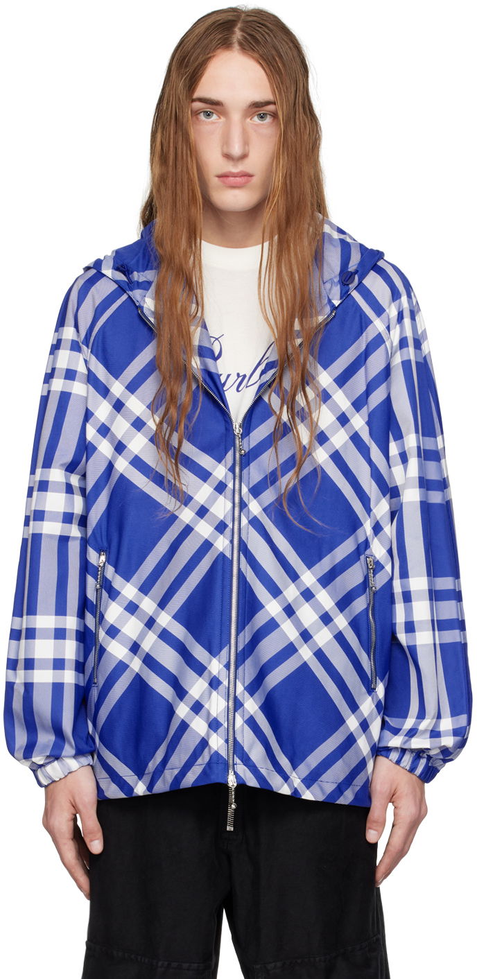 Jakke Burberry Check Jacket Blå | 8077178, 0