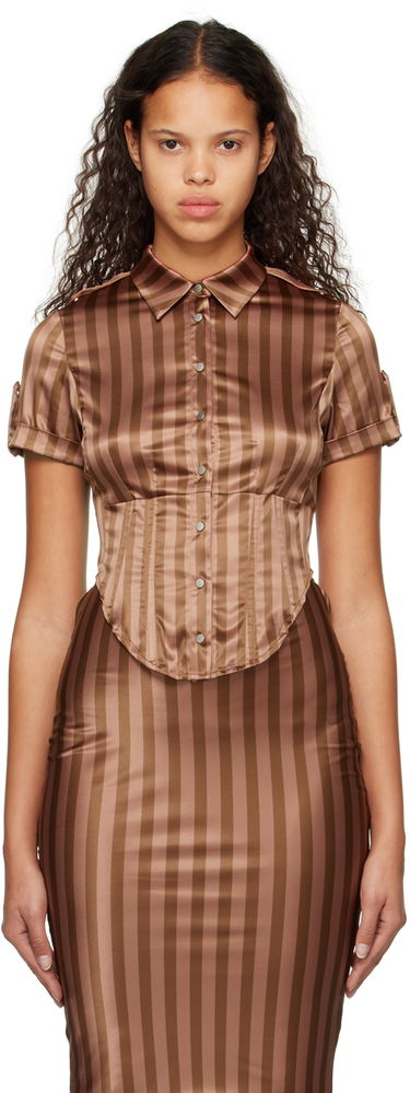 Skjorte Miaou Miaou Work Capsule Max Striped Shirt Brun | 7072SS3DVC, 0