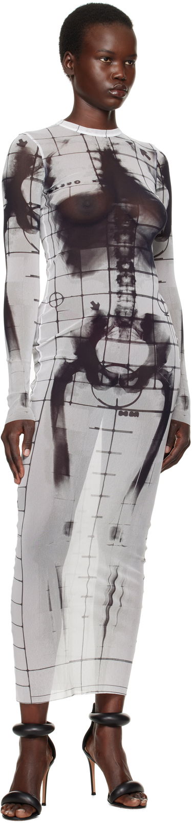 Kjole Jean Paul Gaultier Jean Paul Gaultier 'The Squeletor' Maxi Dress Hvid | 25/33-F-RO309-T580-0100, 3